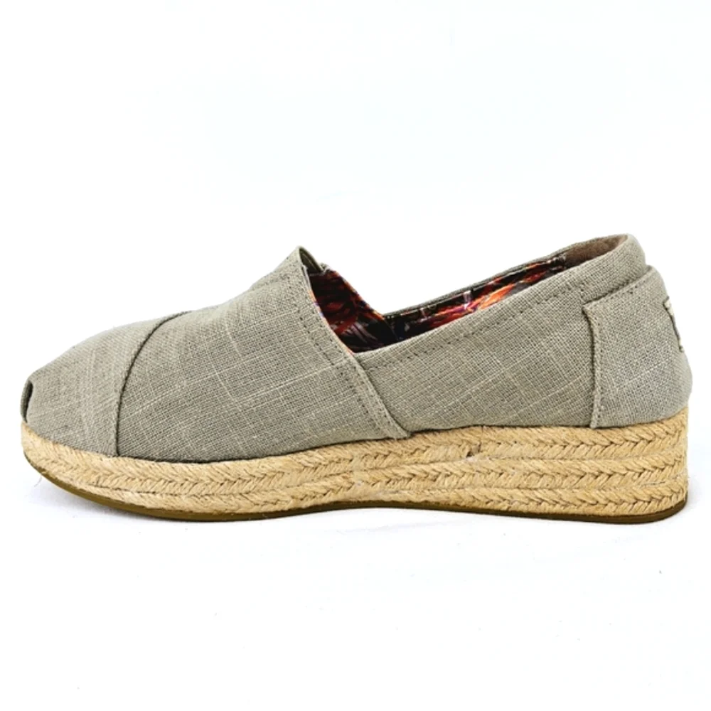 BOBS Skechers High Jinx Espadrille Wedge Slip-On Taupe Beige Size 8.5